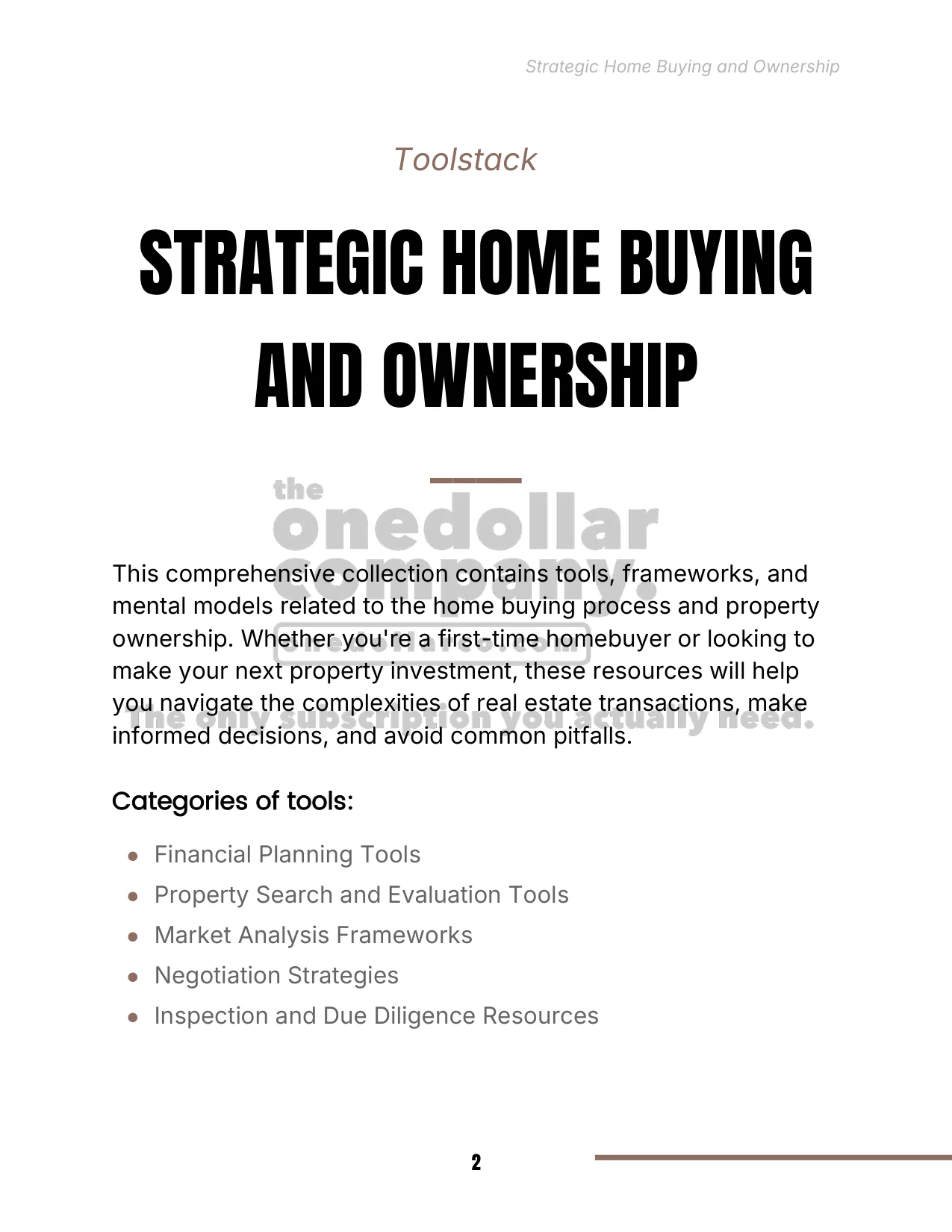 Strategic Home Buying And Ownership — Page 2