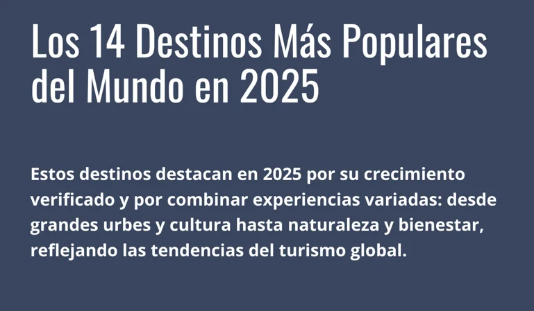 The 14 Most Popular Destinations in the World in 2025 — Spanish cover
